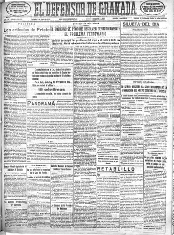 'El Defensor de Granada  : diario político independiente' - Año LVI Número 29910 Ed. Mañana - 1935 Junio 01