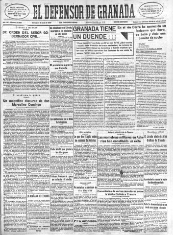 'El Defensor de Granada  : diario político independiente' - Año LVI Número 29998 Ed. Mañana - 1935 Julio 23