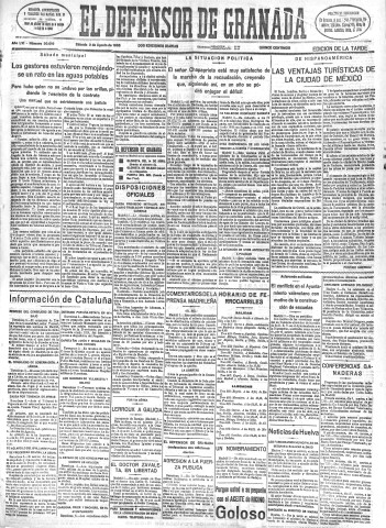 'El Defensor de Granada  : diario político independiente' - Año LVI Número 30019 Ed. Tarde - 1935 Agosto 03
