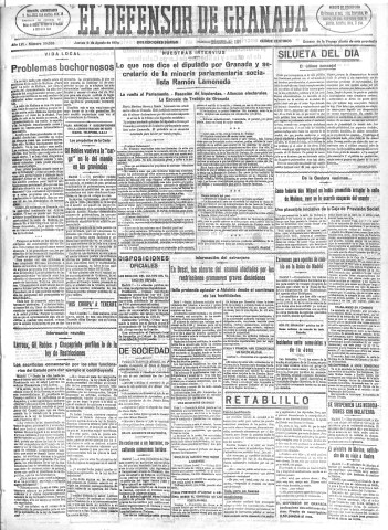 'El Defensor de Granada  : diario político independiente' - Año LVI Número 30026 Ed. Mañana - 1935 Agosto 08