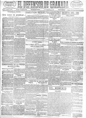 'El Defensor de Granada  : diario político independiente' - Año LVI Número 30032 Ed. Mañana - 1935 Agosto 11