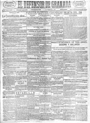 'El Defensor de Granada  : diario político independiente' - Año LVI Número 30039 Ed. Mañana - 1935 Agosto 16