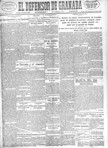 'El Defensor de Granada  : diario político independiente' - Año LVI Número 30042 Ed. Mañana - 1935 Agosto 18