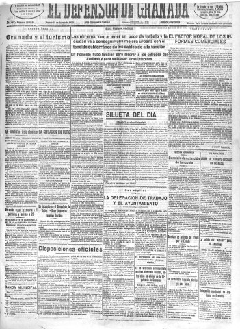 'El Defensor de Granada  : diario político independiente' - Año LVI Número 30048 Ed. Mañana - 1935 Agosto 22