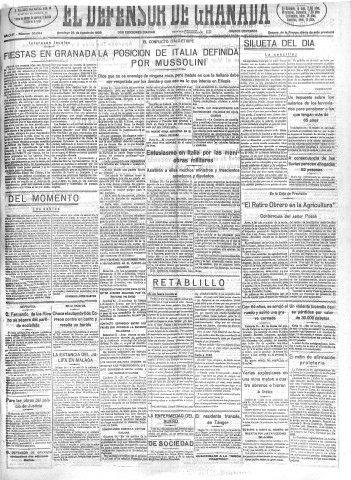 'El Defensor de Granada  : diario político independiente' - Año LVI Número 30054 Ed. Mañana - 1935 Agosto 25