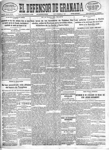 'El Defensor de Granada  : diario político independiente' - Año LVI Número 30091 Ed. Tarde - 1935 Septiembre 16