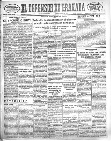 'El Defensor de Granada  : diario político independiente' - Año LVI Número 30160 Ed. Mañana - 1935 Octubre 26