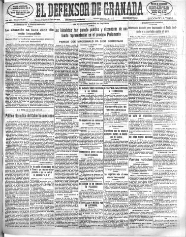 'El Defensor de Granada  : diario político independiente' - Año LVI Número 30194 Ed. Tarde - 1935 Noviembre 15