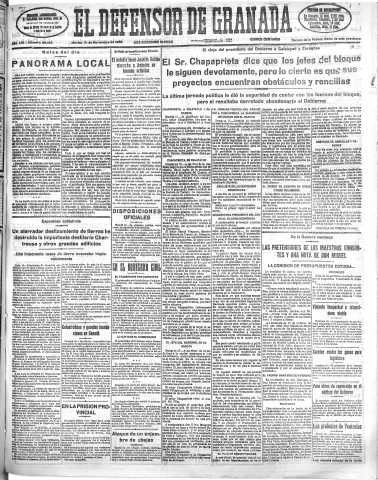 'El Defensor de Granada  : diario político independiente' - Año LVI Número 30199 Ed. Mañana - 1935 Noviembre 19