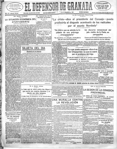 'El Defensor de Granada  : diario político independiente' - Año LVI Número 30225 Ed. Mañana - 1935 Diciembre 04