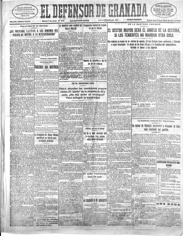 'El Defensor de Granada  : diario político independiente' - Año LVII Número 30280 Ed. Mañana - 1936 Enero 07