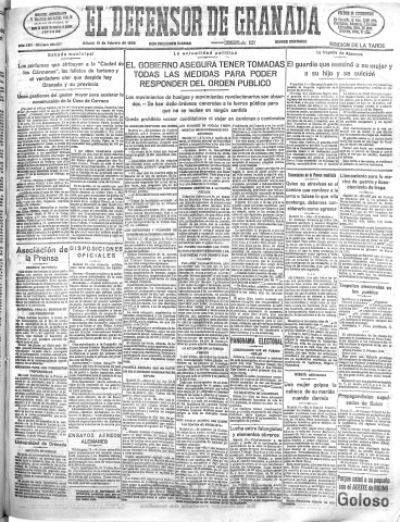 'El Defensor de Granada  : diario político independiente' - Año LVII Número 30437 Ed. Tarde - 1936 Febrero 15