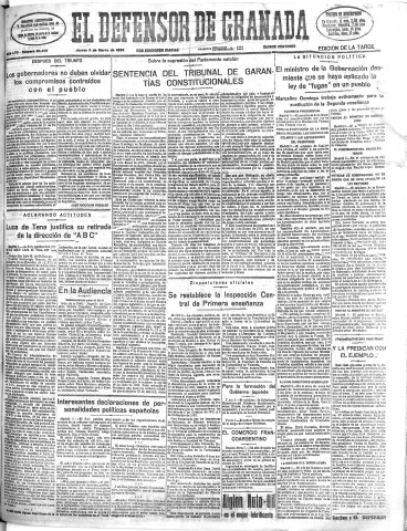 'El Defensor de Granada  : diario político independiente' - Año LVII Número 30469 Ed. Tarde - 1936 Marzo 05