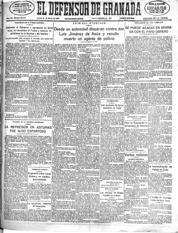 'El Defensor de Granada  : diario político independiente' - Año LVII Número 30479 Ed. Tarde - 1936 Marzo 12
