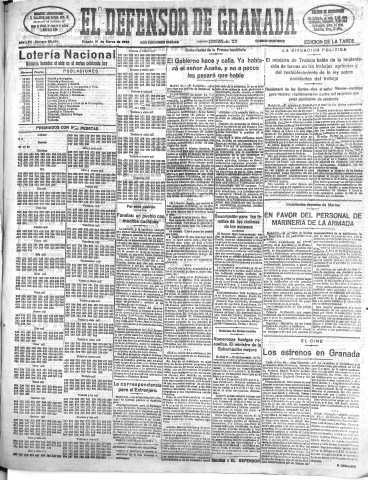 'El Defensor de Granada  : diario político independiente' - Año LVII Número 30494 Ed. Tarde - 1936 Marzo 21
