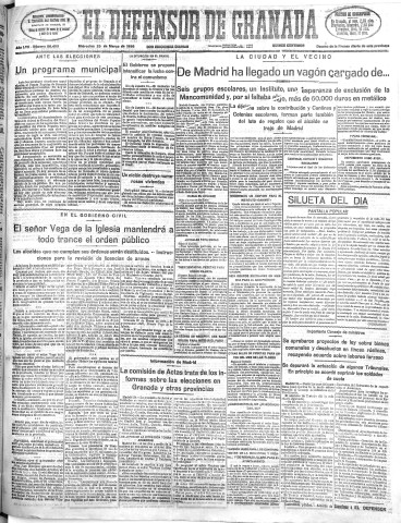 'El Defensor de Granada  : diario político independiente' - Año LVII Número 30499 Ed. Mañana - 1936 Marzo 25