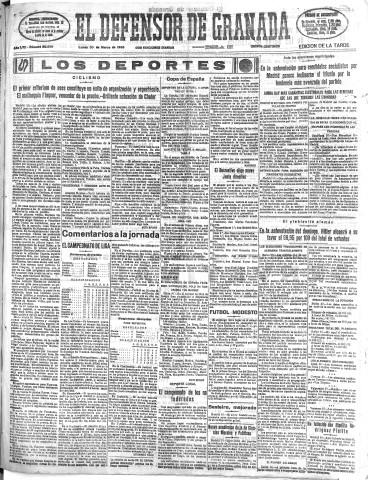 'El Defensor de Granada  : diario político independiente' - Año LVII Número 30508 Ed. Tarde - 1936 Marzo 30