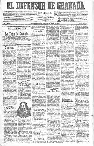 'El Defensor de Granada  : diario político independiente' - Año XXI Número 11725  - 1900 Enero 13