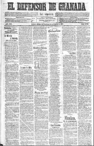 'El Defensor de Granada  : diario político independiente' - Año XXI Número 11764  - 1900 Febrero 25