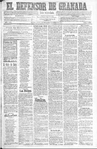 'El Defensor de Granada  : diario político independiente' - Año XXI Número 11824  - 1900 Mayo 09