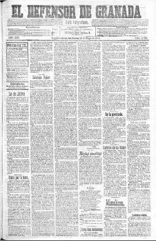 'El Defensor de Granada  : diario político independiente' - Año XXI Número 11825  - 1900 Mayo 10