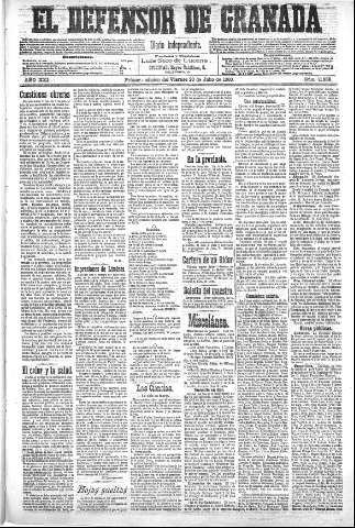'El Defensor de Granada  : diario político independiente' - Año XXI Número 11886  - 1900 Julio 20
