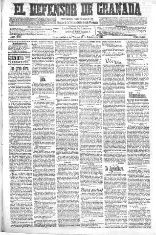 'El Defensor de Granada  : diario político independiente' - Año XXI Número 11969  - 1900 Octubre 26