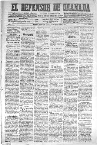 'El Defensor de Granada  : diario político independiente' - Año XXI Número 12024  - 1900 Diciembre 29
