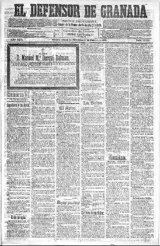 'El Defensor de Granada  : diario político independiente' - Año XXII Número 12074  - 1901 Febrero 27