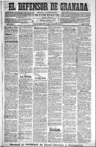 'El Defensor de Granada  : diario político independiente' - Año XXII Número 12110  - 1901 Abril 11