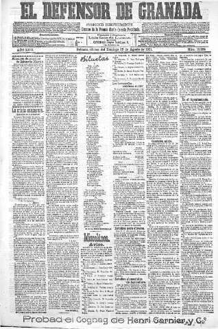 'El Defensor de Granada  : diario político independiente' - Año XXII Número 12224  - 1901 Agosto 25