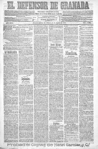 'El Defensor de Granada  : diario político independiente' - Año XXII Número 12221  - 1901 Agosto 31
