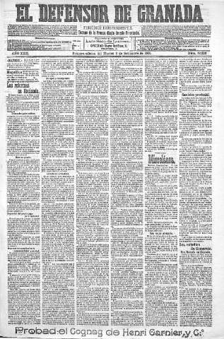 'El Defensor de Granada  : diario político independiente' - Año XXII Número 12223  - 1901 Septiembre 03