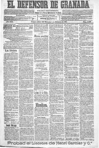 'El Defensor de Granada  : diario político independiente' - Año XXII Número 12224  - 1901 Septiembre 04