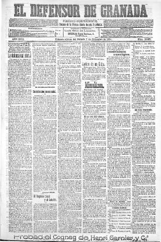'El Defensor de Granada  : diario político independiente' - Año XXII Número 12227  - 1901 Septiembre 07