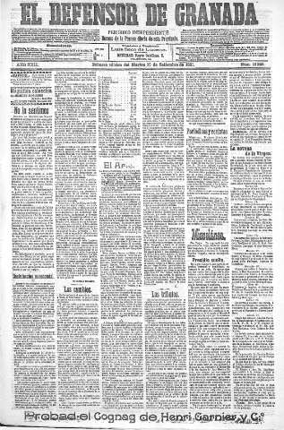 'El Defensor de Granada  : diario político independiente' - Año XXII Número 12229  - 1901 Septiembre 10