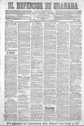 'El Defensor de Granada  : diario político independiente' - Año XXII Número 12248  - 1901 Octubre 02