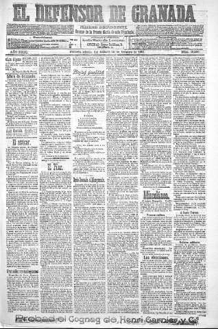 'El Defensor de Granada  : diario político independiente' - Año XXIII Número 12257  - 1901 Octubre 12