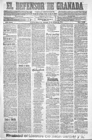 'El Defensor de Granada  : diario político independiente' - Año XXIII Número 12258  - 1901 Octubre 13