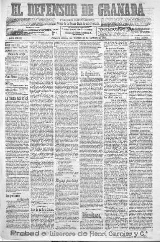 'El Defensor de Granada  : diario político independiente' - Año XXIII Número 12262  - 1901 Octubre 18