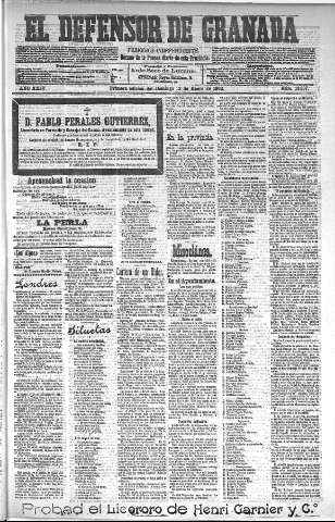 'El Defensor de Granada  : diario político independiente' - Año XXIV Número 12337  - 1902 Enero 12