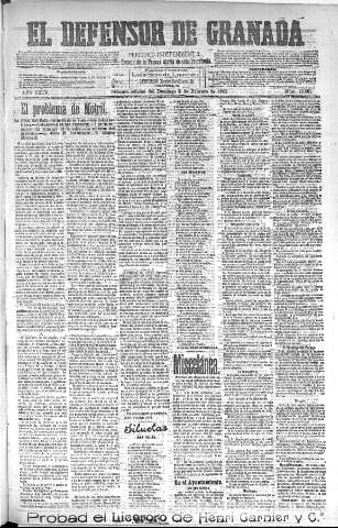 'El Defensor de Granada  : diario político independiente' - Año XXIV Número 12361  - 1902 Febrero 09