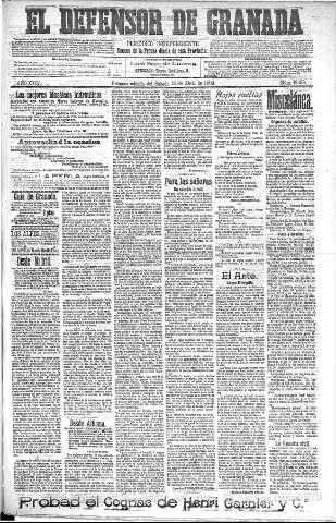 'El Defensor de Granada  : diario político independiente' - Año XXIV Número 12413  - 1902 Abril 12