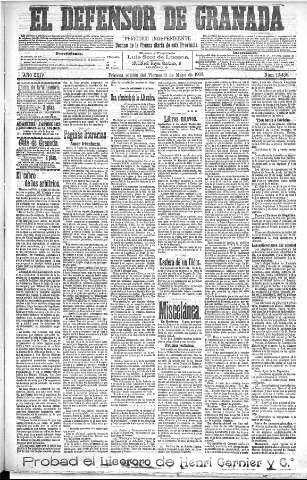 'El Defensor de Granada  : diario político independiente' - Año XXIV Número 12436  - 1902 Mayo 09