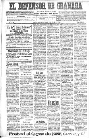 'El Defensor de Granada  : diario político independiente' - Año XXIV Número 12459  - 1902 Junio 05