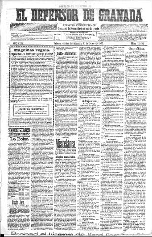 'El Defensor de Granada  : diario político independiente' - Año XXIV Número 12464  - 1902 Junio 11