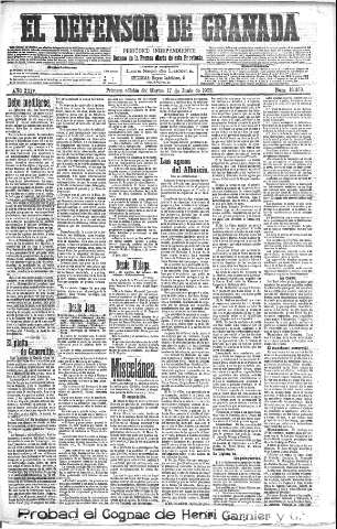 'El Defensor de Granada  : diario político independiente' - Año XXIV Número 12469  - 1902 Junio 17