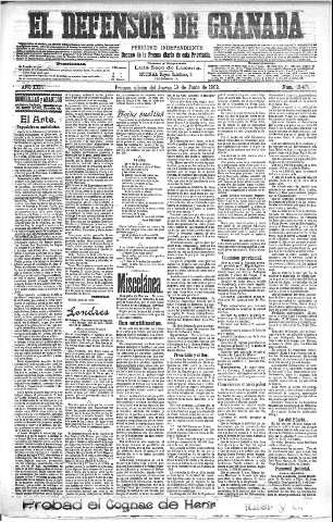'El Defensor de Granada  : diario político independiente' - Año XXIV Número 12471  - 1902 Junio 19