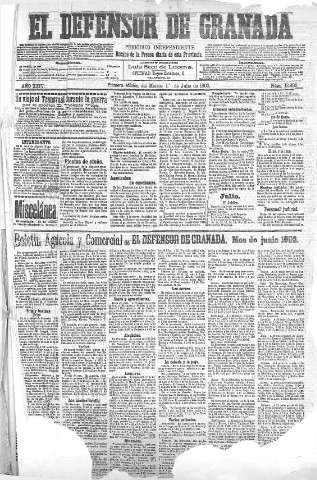 'El Defensor de Granada  : diario político independiente' - Año XXIV Número 12480  - 1902 Julio 01