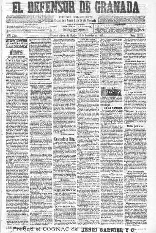 'El Defensor de Granada  : diario político independiente' - Año XXIV Número 12552  - 1902 Septiembre 23
